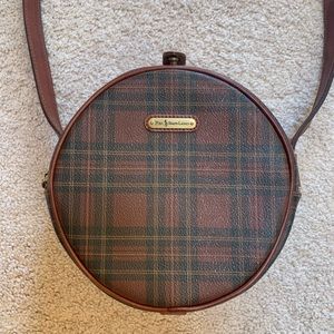VINTAGE RARE Polo Ralph Lauren Brown Plaid Round Crossbody Bag